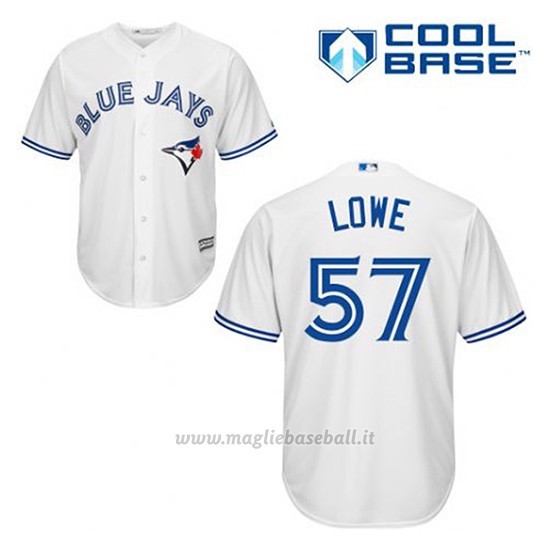 Maglia Baseball Uomo Toronto Blue Jays Mark Lowe 57 Bianco 1ªCool Base